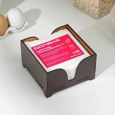 Wooden napkin "Mokko", without engraving, with napkins, chocolate color-6