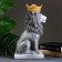 Piggy bank "lion with crown" Gray stone, 35cm