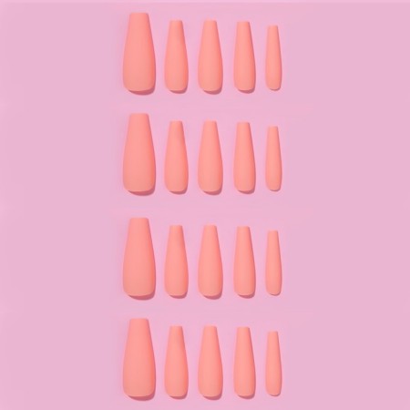 Falbled nails, 24 pcs, ballerina shape, matte beige color-2