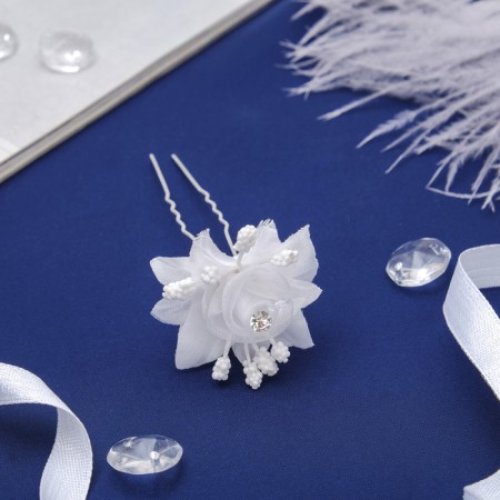 Hair hairpin "bride flower" white