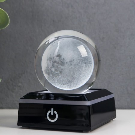 Souvenir glass backlight "Earth" d = 6 cm LED stand from 3AAA, USB wire 9x7x7 cm-3