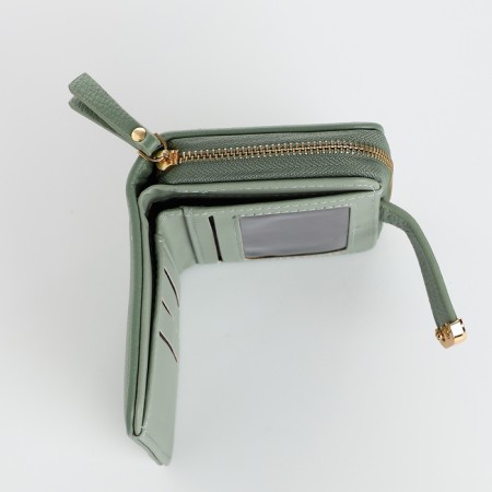 Women's wallet on the button, green color-4