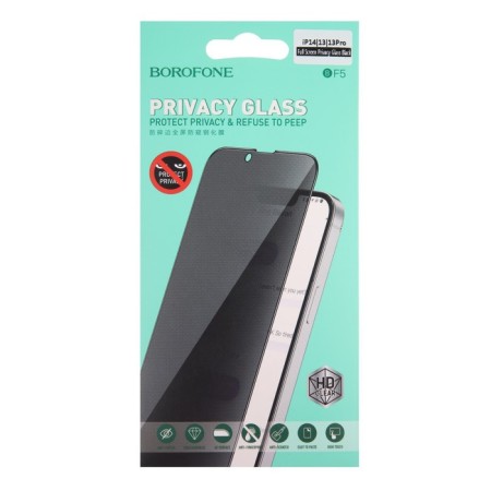 Borofone protective glass, for iPhone 13 /13 Pro /14, antishpion, full glue, 0.33 mm, 9 h-2