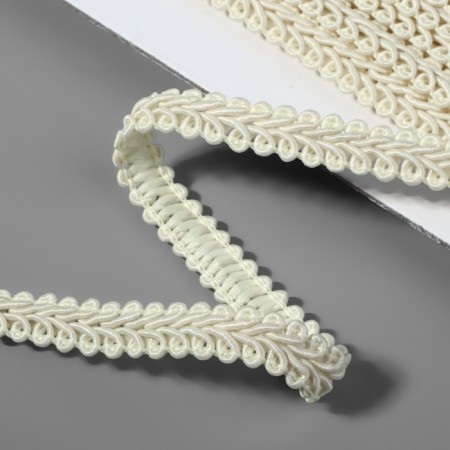 Decorative braid "Chanel", 10 mm, 10 ± 1 m, beige color-1