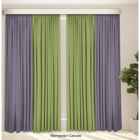 Set of curtains "Canvas", size 200x250 cm, 2 pcs, olive color, purple color-1
