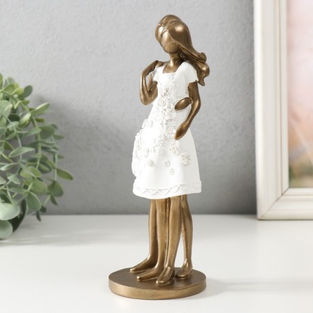 Polystone souvenir "Two sisters in white dresses with flowers" 9x7.5x21 cm-1
