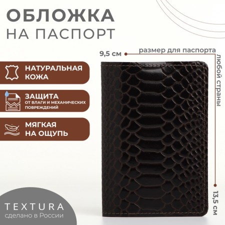 Cover for passport, Textura, brown color
