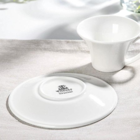 Coffee steam porcelain Wilmax, 2 objects: mug 100 ml, saucer d = 13 cm, white color-2