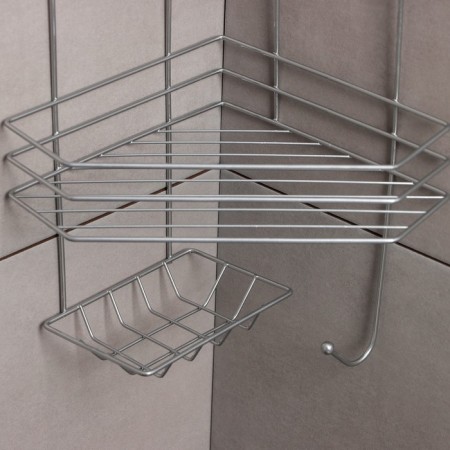 Corner shelf with soap and hanger 2-tier, 25.5 × 42.5 cm, chromium color-3