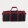 Road bag on a zipper, with an increase, 3 outer pockets, a long belt, black/burgundy color