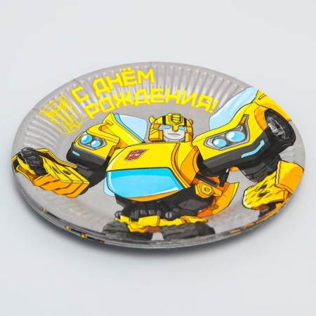 Paper plate "Happy Birthday!", 18 cm, transformers-2