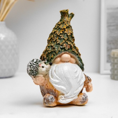 Garden figure "Lesovichok with a hedgehog" 16x11.5cm-3