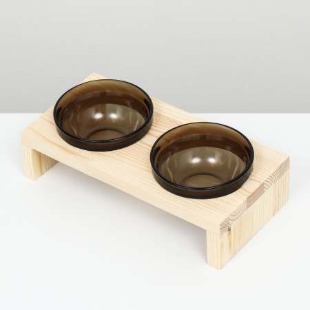 Double stand with dark glass bowls 30 x 14.5 cm x 6.5 cm, 2x250 ml-2