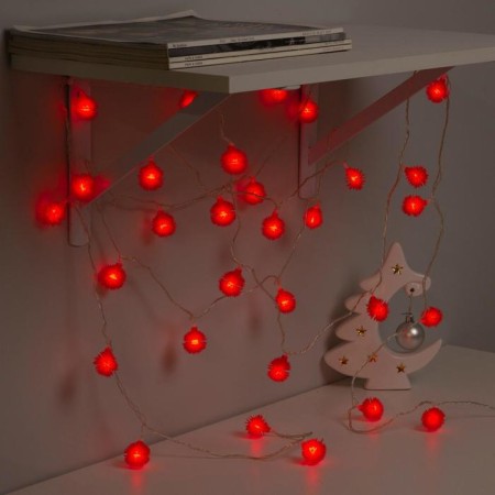Garland "thread" 5 m with nozzles "Hedgehogs Red", IP20, transparent thread, 30 LED, glow red, 8 modes, 220 V-2