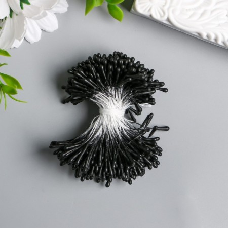 Stamens for flowers "Drops Black Black" D = 1.5 mm set 400 pcs length 6 cm
