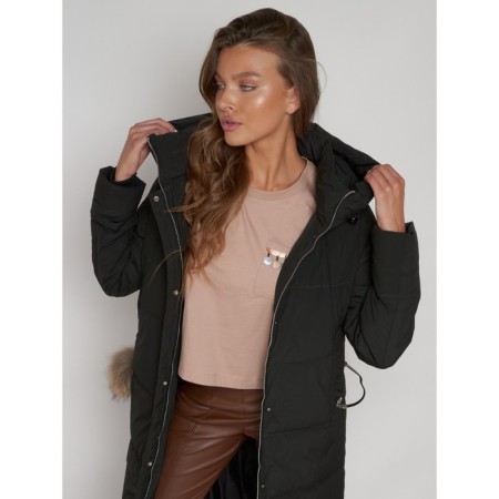Coat insulated winter female, size 54, dark green color-24