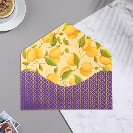 Money envelope "Happy Birthday!" Cutting off, congregation, embossing, apricots, 9.3x19 cm-1