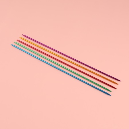 Knitting knitting needles, hindeer, aluminum, d = 3 mm, 25 cm, 5 pcs, color mix