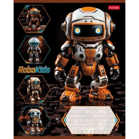 Notebook 18 sheets, in a cage, "Robo", cover coated cardboard, rounded angles, fields, block 65g/m2, mix-4