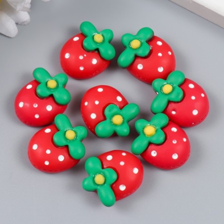 Decor for creativity plastic "Strawberry with white seeds" 2x2 cm-2
