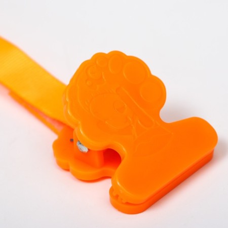 Silicone orthodontic dummy with a holder and cap, from 0 months, color orange-8