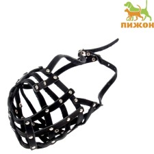 A muzzle leather mesh with jumper No. 5, Caucasian shepherd, dog, ohm 42 cm black