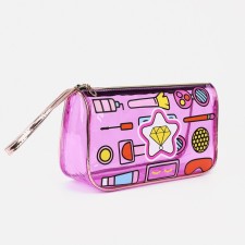 Cosmetic bag on lightning, with a pen, purple color