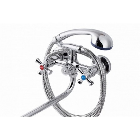 FAUZT FZS-511-07 bath mixer, two-wound, long spout, shower set, chrome-1