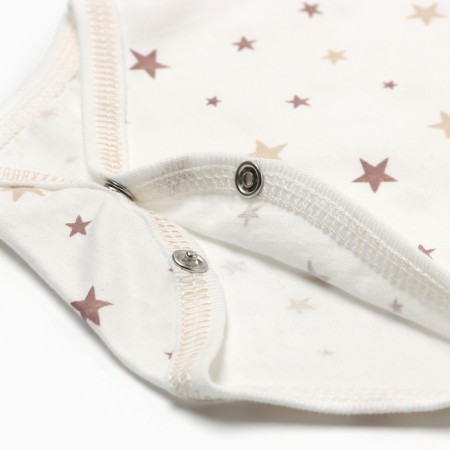 Body baby with short sleeve, white color/stars, height 68-3