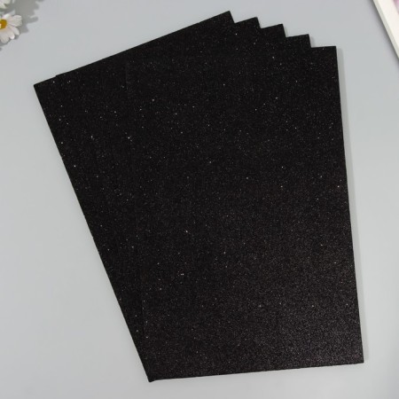 A set of glitter foamiran (5 sheets) 2 mm, 20x30 cm, black