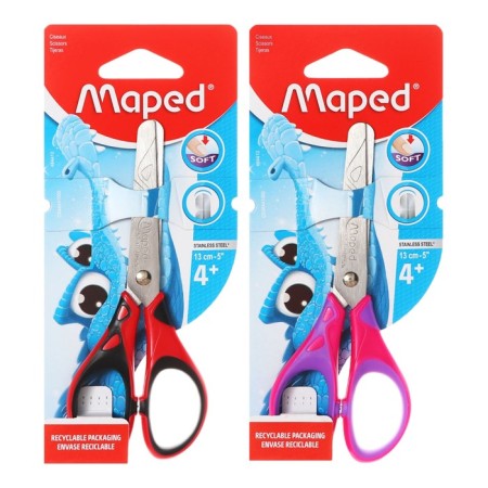 Baby scissors 13 cm, Essentials Soft, symmetrical, rubberized handles, mix-3
