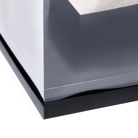 Box for flowers with a vase and PVC windows, folding, 23 x 30 x 23 cm, black-2