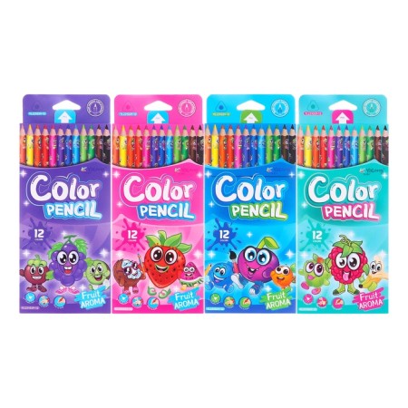 Pencils of 12 flowers in a cardboard box, flavored, triangular, wooden. Mix fruits-1