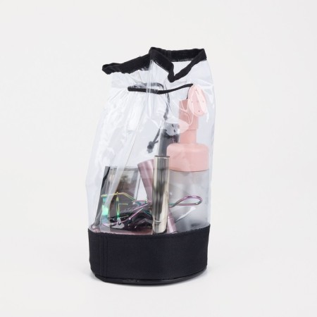 Cosmetic bag on cord, black/transparent color-1