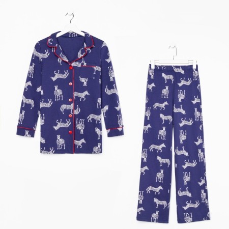 Female pajamas (shirt and trousers) KAFTAN Zebra size 48-50, blue color-5