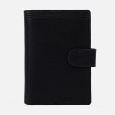 Male purse on the button, 3 in 1, for autocomments, passports, cards, bills, black color
