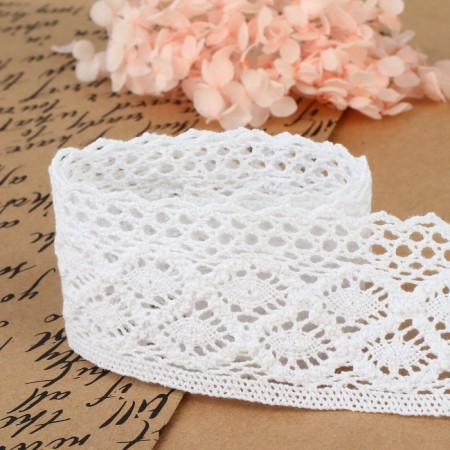 Knitted lace, 50 mm × 10 ± 1 m, white color-2