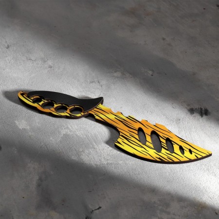 Wooden souvenir "ax", yellow leopard