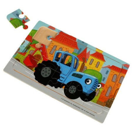 Wooden toy "Puzzle. Blue Tractor »22 × 15 cm-1