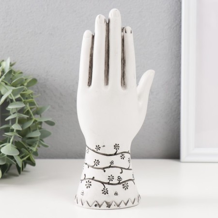 Souvenir Polystone "Hand of Fatima. Flower pattern. Hams" White 9.5x6x21 cm-2