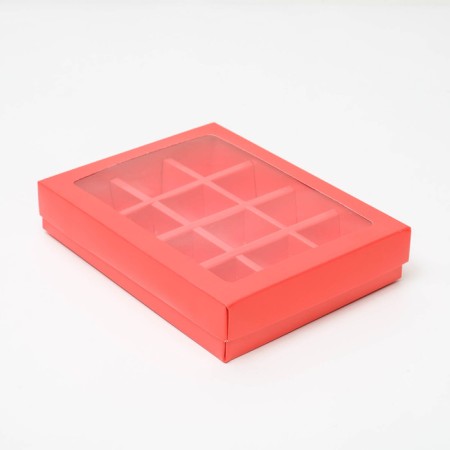 Box for sweets, 12 pcs, scarlet, 19 x 15 x 3.5 cm