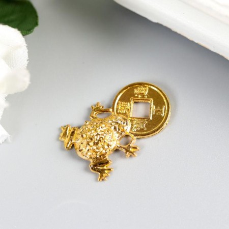 Souvenir Metal "Toad with coin" gold 3x4x1 cm-2