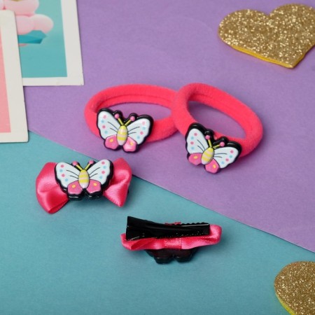 Hair set "cutie" (2 clamps 3.5 cm, 2 elastic bands) butterfly-2
