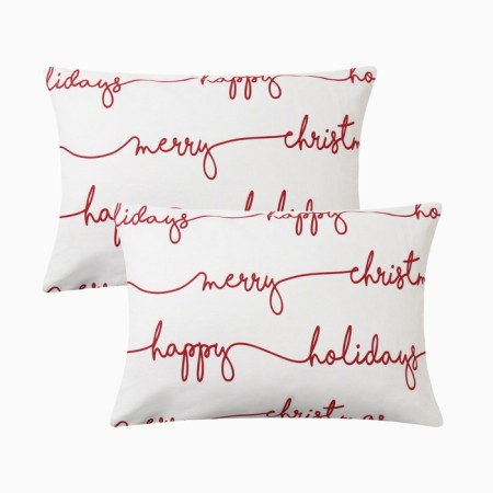 New Year. Pillow Pillowcase "Ethel" Christmas letter 50x70-2 pcs, calico, 100% hl