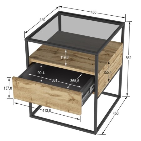 Cleat cabinet "Aiden", 450 × 450 × 552 mm, color of oak van-5