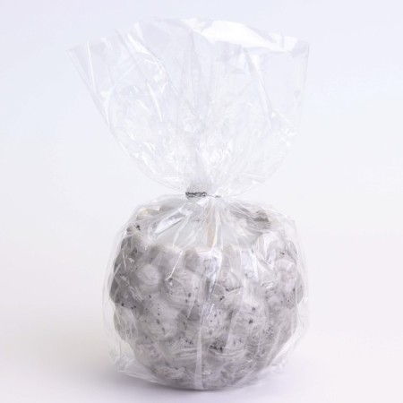Candle "Shar" in the candlestick with spherical faces of gypsum, 8x7cm, marble with black stripes-3