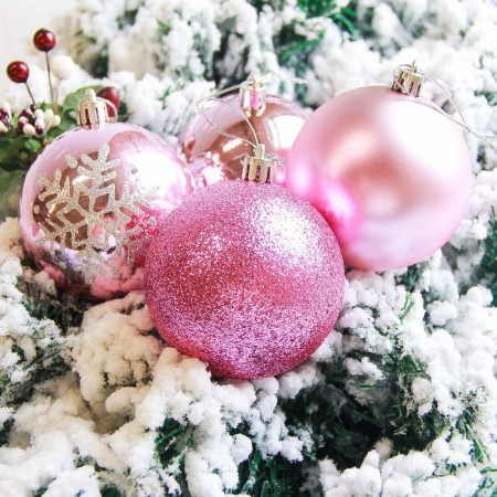 Set of balls plastic D-8 cm, 6 pcs "Snowflake drops"