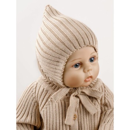 Hat on the ties Children's Amarobaby Pure Love Elf, size 44-46 cm, beige color-6