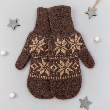 Women's mittens from Mongolian wool, chocolate color, size 17-19 (6.5-7.5)