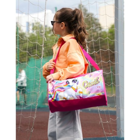 Children's sports bag for lightning girls, external pocket, pink color-5